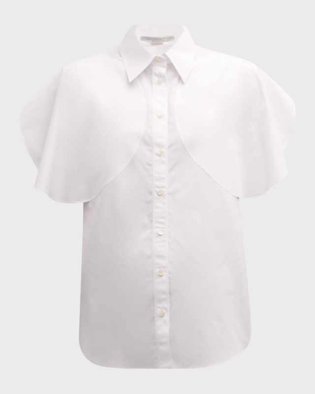 Round Flutter-Sleeve Collared Shirt