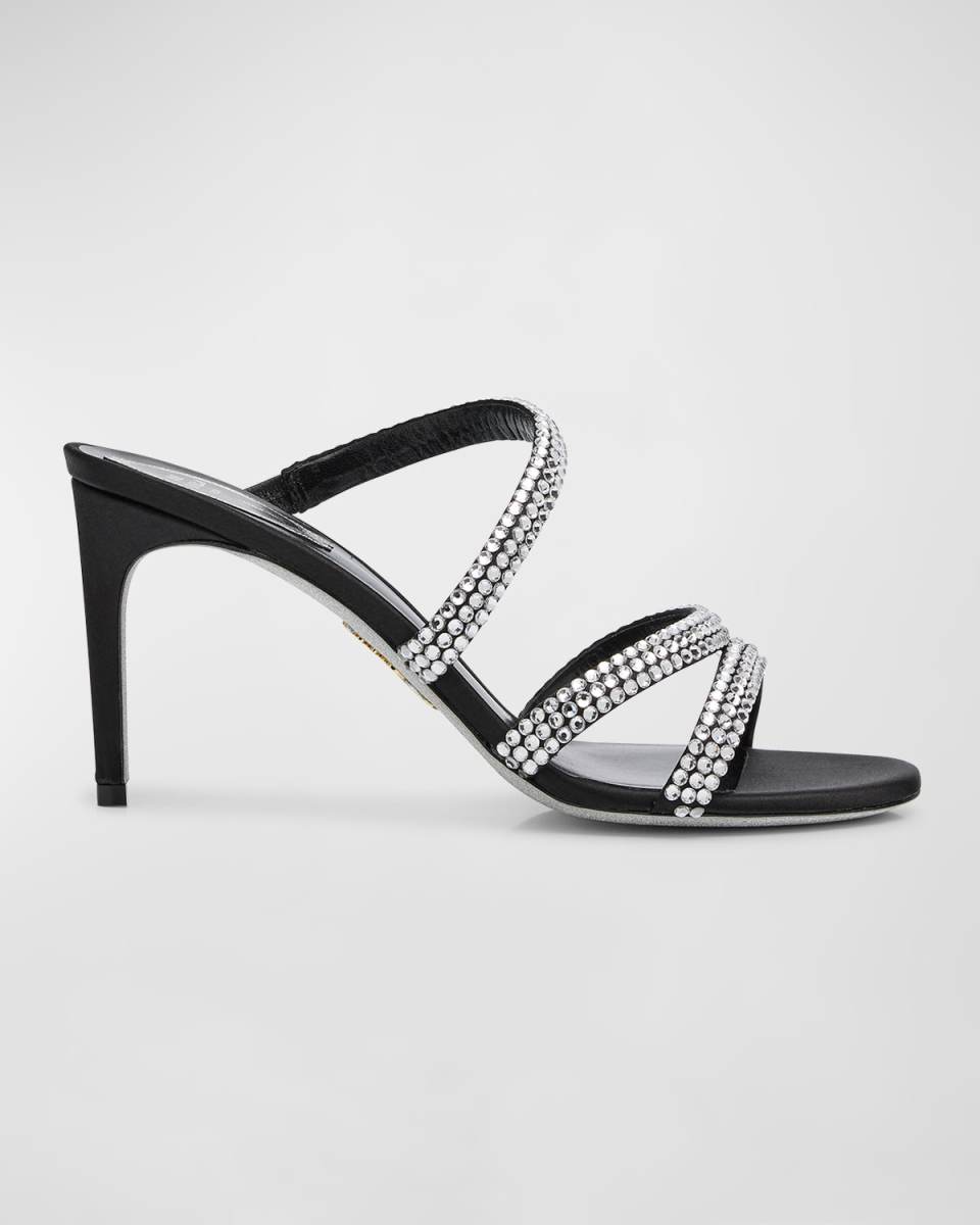 Irina Crystal Satin Three-Band Sandals