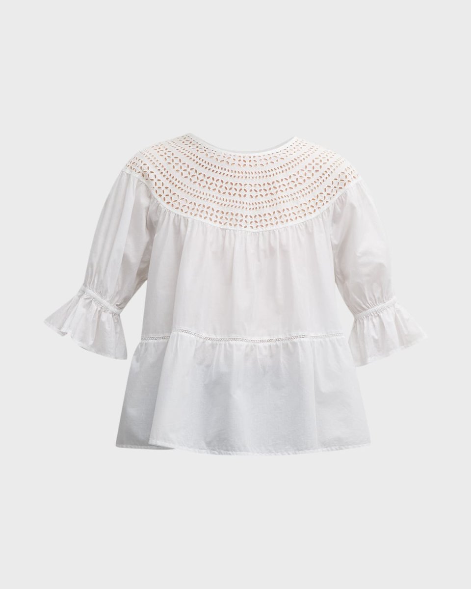 Sol Puff-Sleeve Eyelet Top