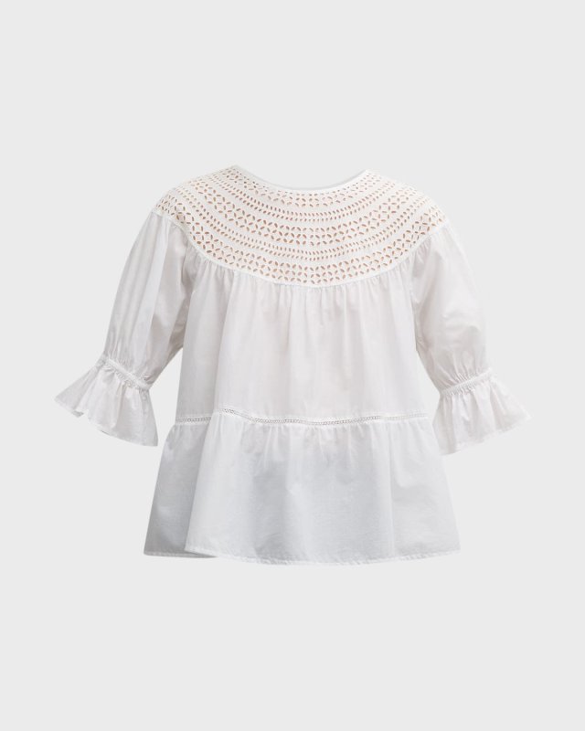 Sol Puff-Sleeve Eyelet Top