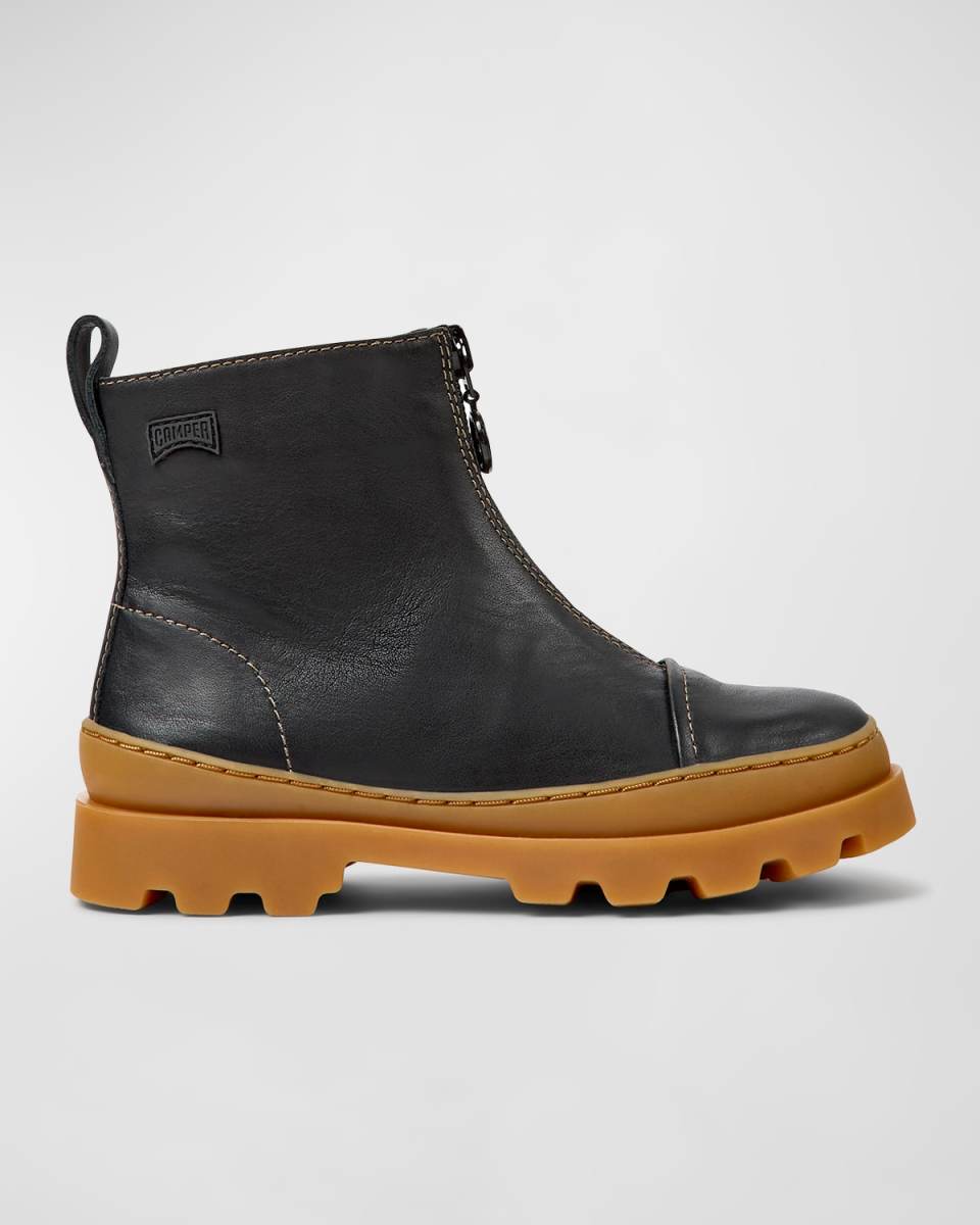 Kid's Zip Leather Ankle Boots, Toddler/Kids