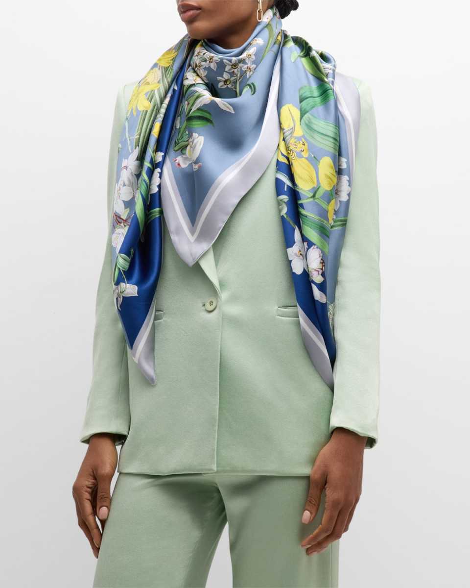 Vivi Double-Sided Floral Silk Scarf