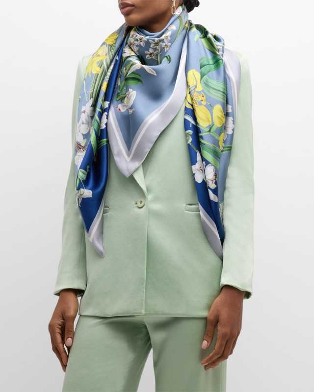 Vivi Double-Sided Floral Silk Scarf
