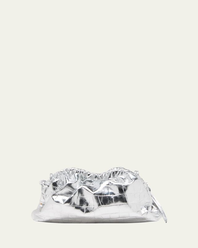 Cloud Mini Metallic Croc-Embossed Clutch Bag