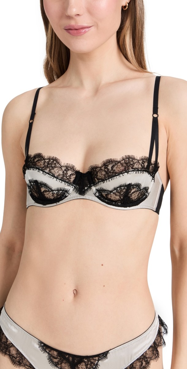 Kiki De Montparnasse Lace Inset Balconette Bra Gris