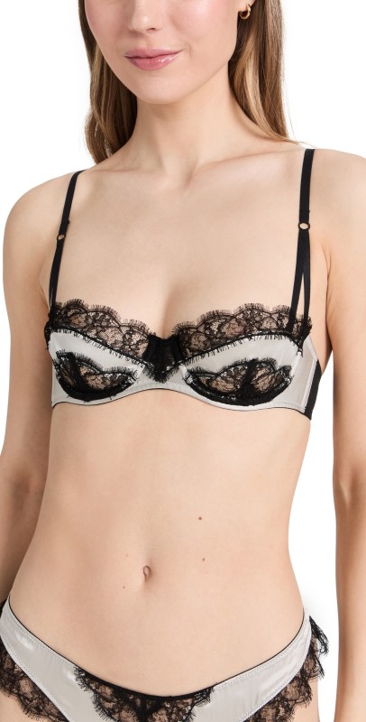 Kiki De Montparnasse Lace Inset Balconette Bra Gris
