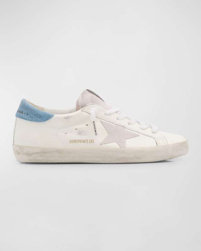 Superstar Denim Mixed Leather Low-Top Sneakers