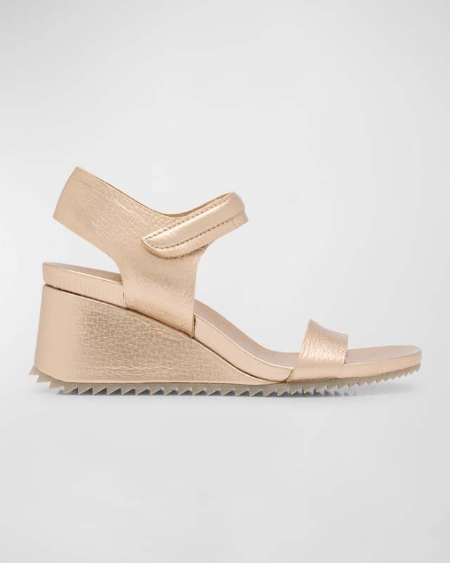 Cosma Metallic Ankle-Strap Wedge Sandals