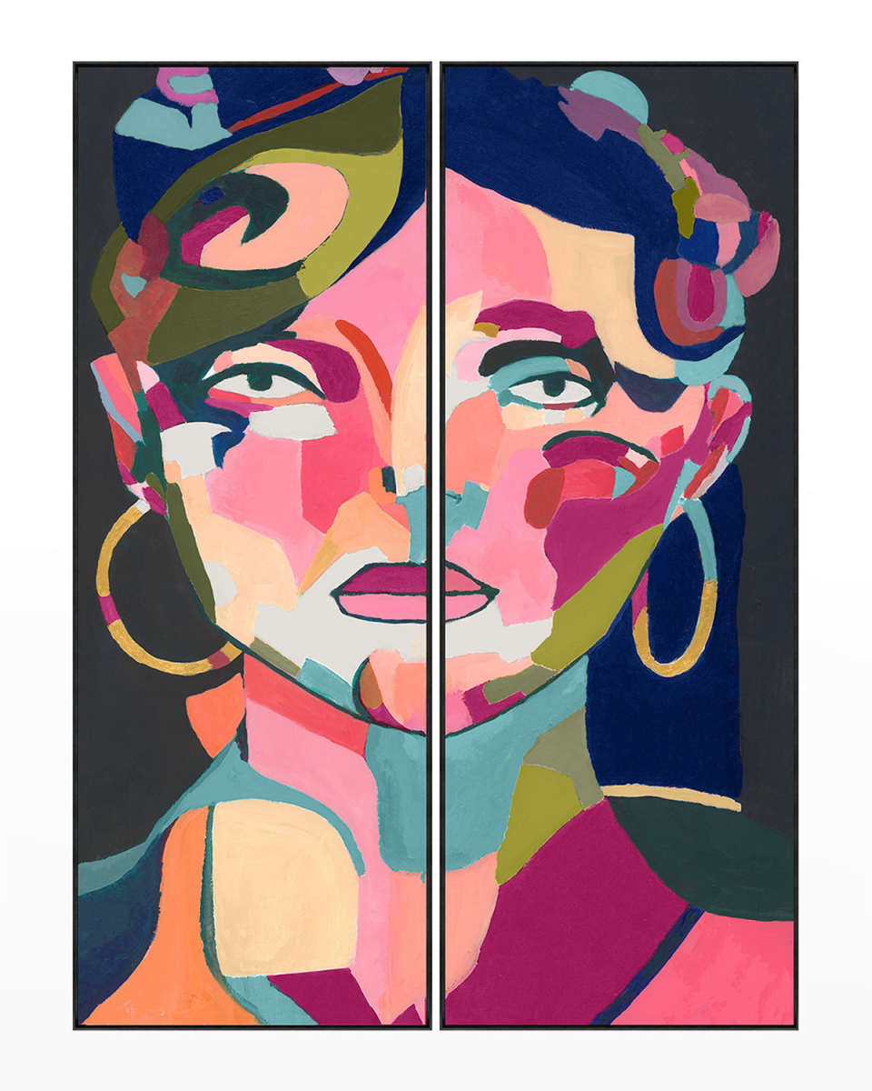 "Pink Green Outlook" 2-Piece Giclee on Canvas Wall Art Set