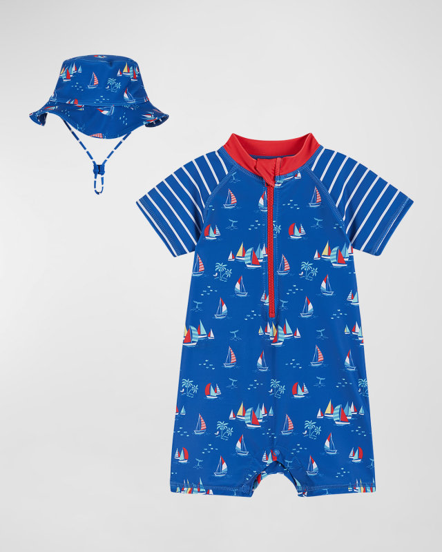Boy's Rashguard and Sun Hat Set, Size 0M-24