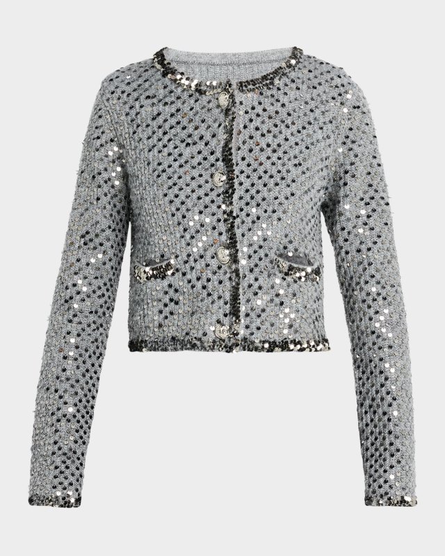 Benoit Cropped Sequin Knit Jacket