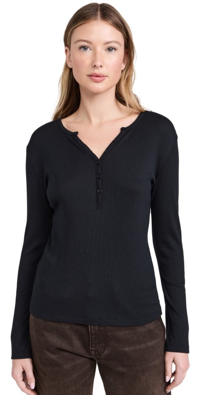 RAILS Easy Henley Tee Black