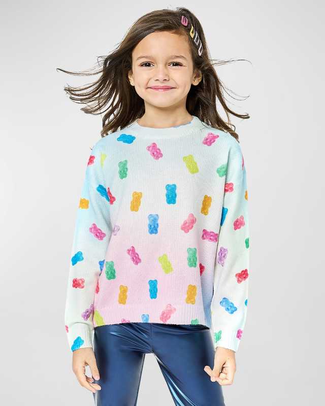 Girl's Multicolor-Print Gummy Bear Sweater, Size 2T-10
