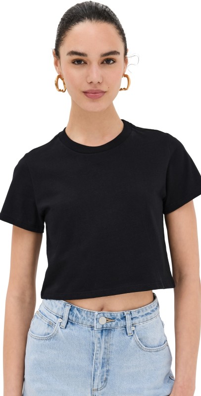 Reformation Cropped Classic Crew Tee Black