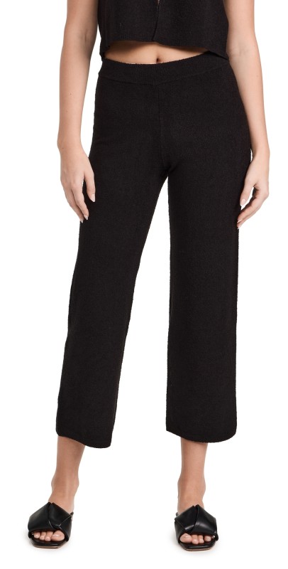 MONROW Boucle Knit Crop Pants Black