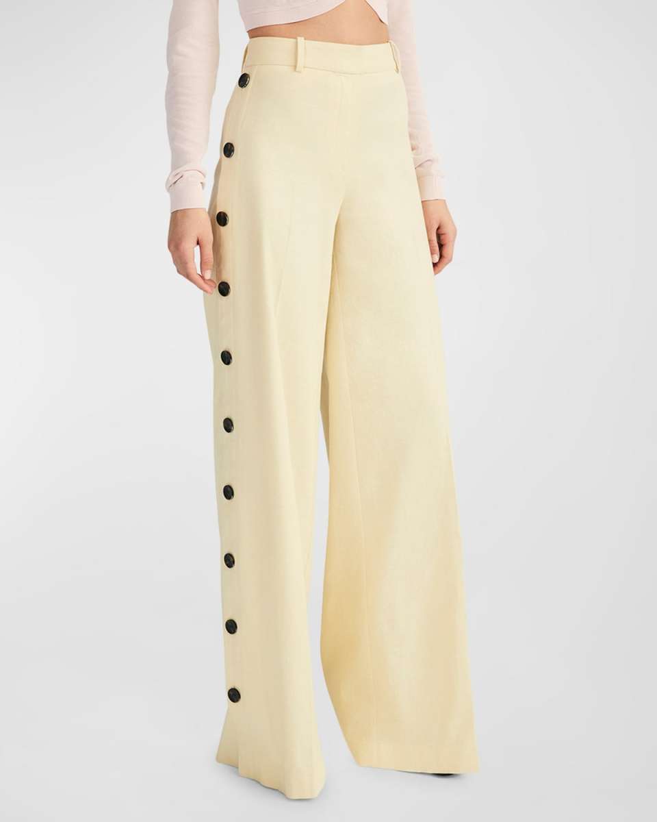 Carter Wide-Leg Button Detail Trousers