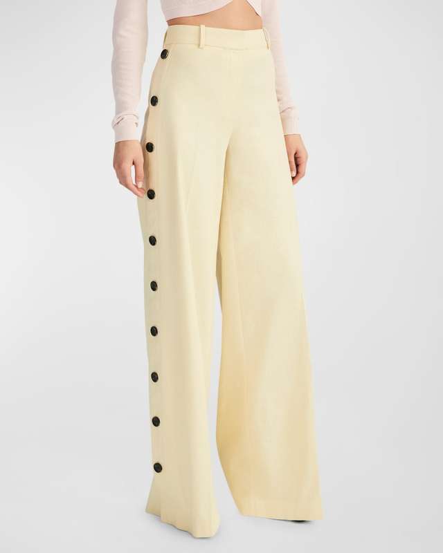 Carter Wide-Leg Button Detail Trousers