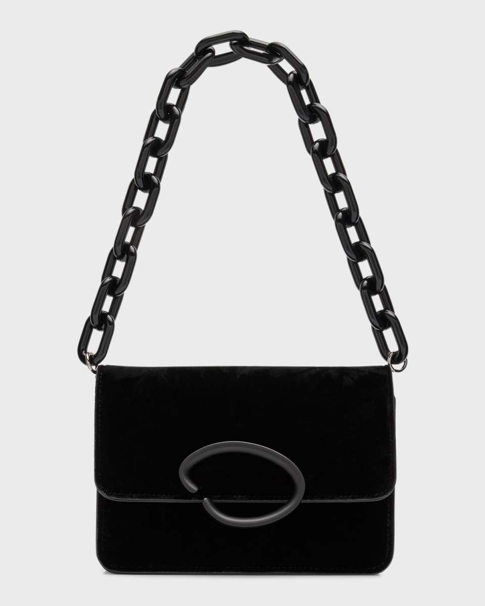 O Pochette Suede Chain Crossbody Bag