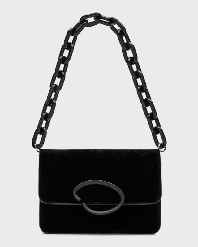O Pochette Suede Chain Crossbody Bag