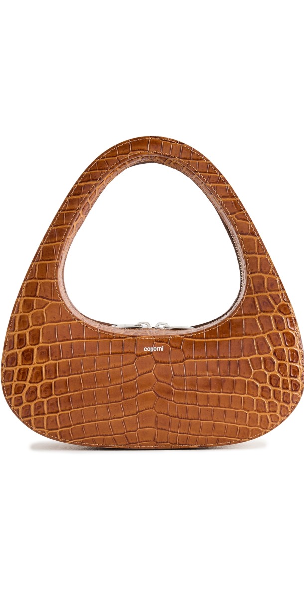 Coperni Croco Baguette Swipe Bag Brown Camel