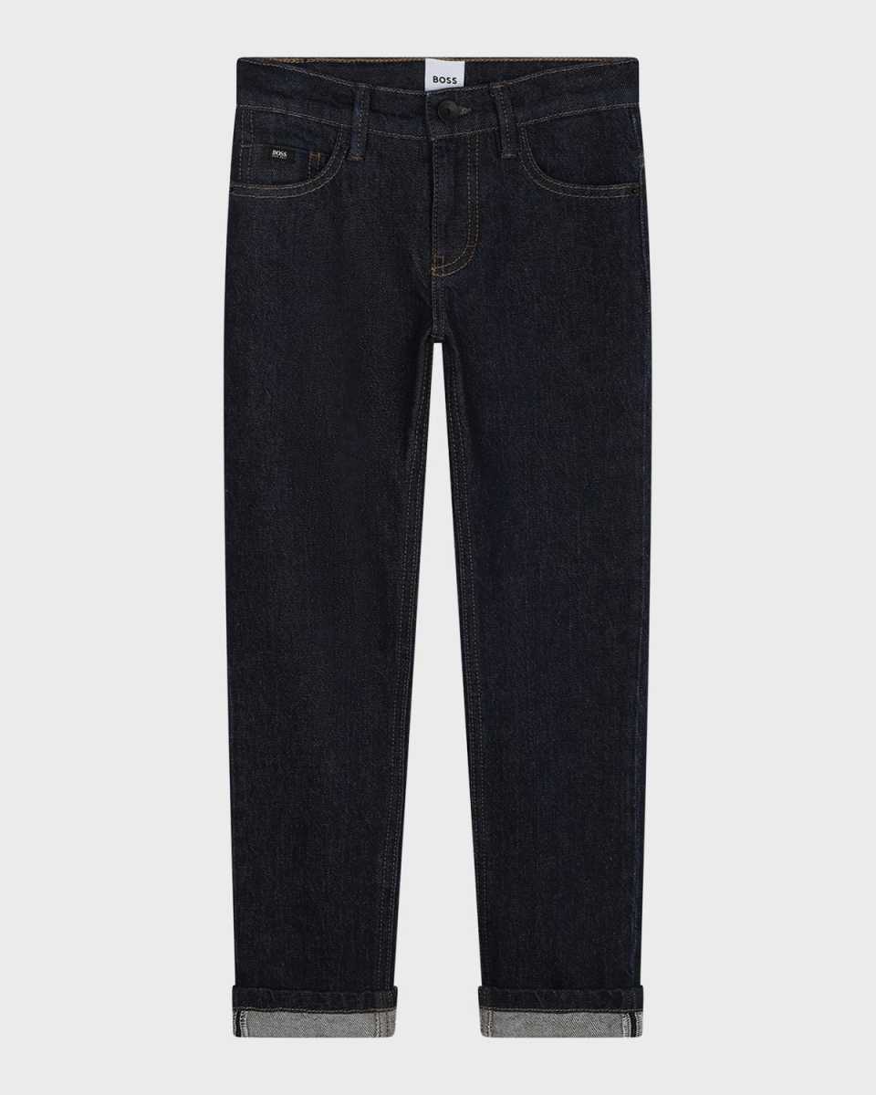 Boy's Jeans with Logo Label, Size 4-5