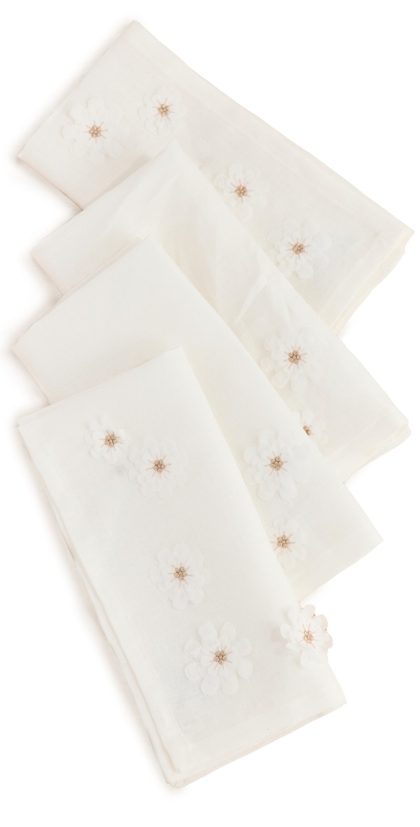 Kim Seybert Florette Napkin Set of 4 White/Natural