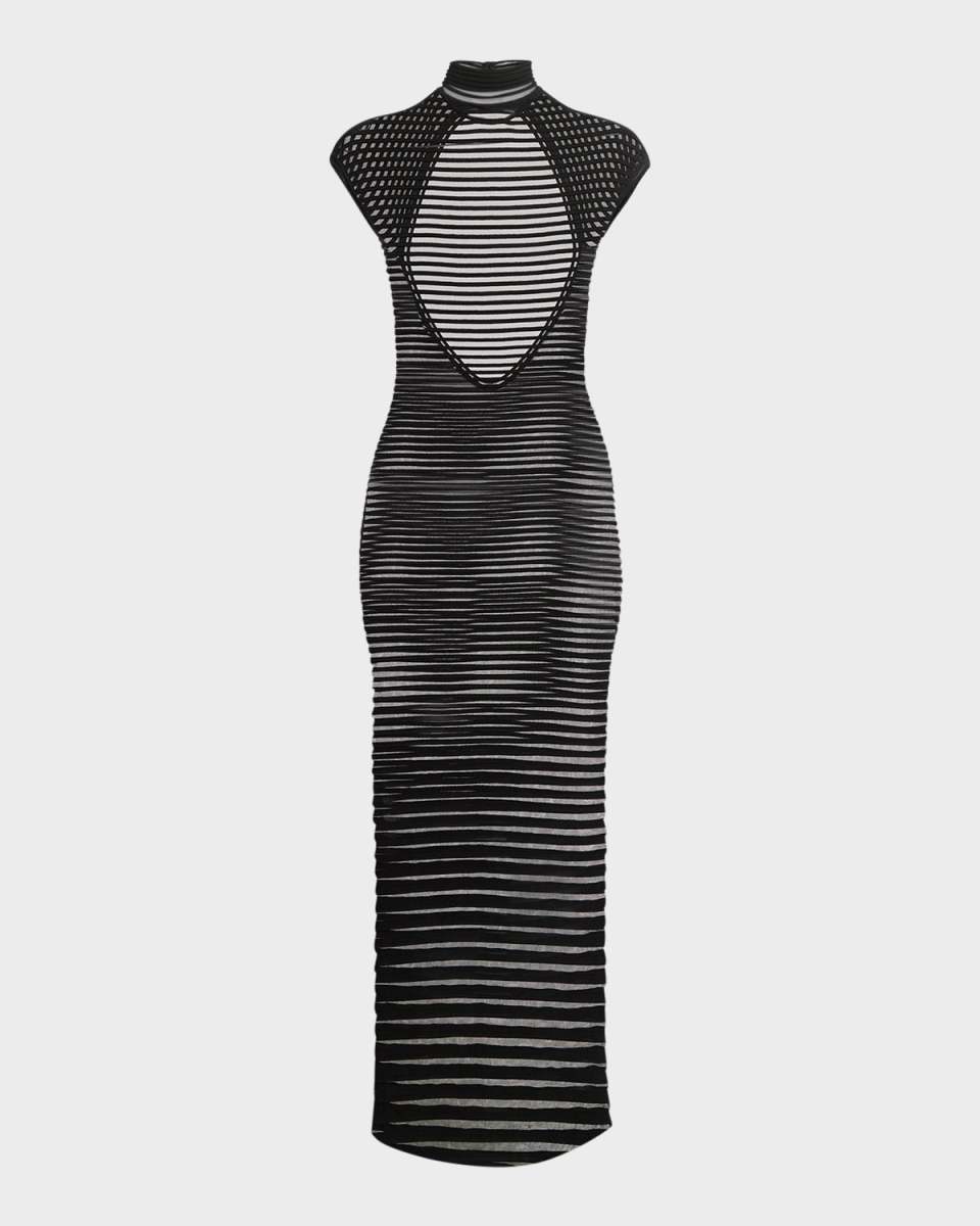 High Neck Sheer Maxi Dress with Back Detail