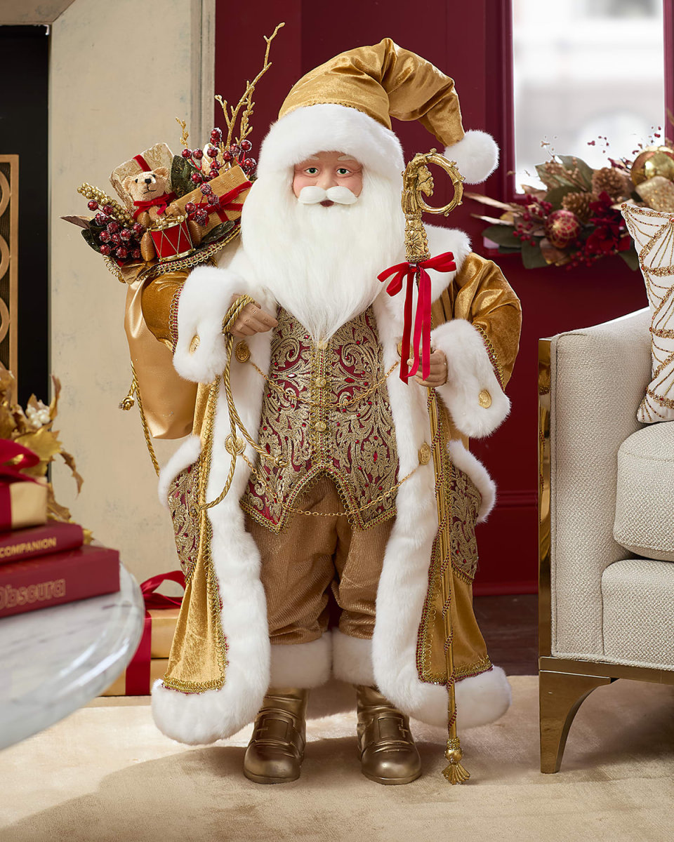 Gold-Tone Christmas Santa, 36"