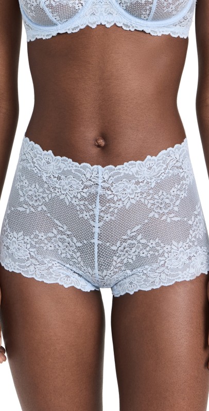 Natori Natori Heavenly Lace Boyshorts Blue Mist