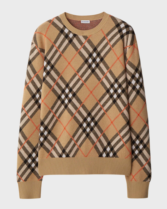 Check Long-Sleeve Crewneck Sweat