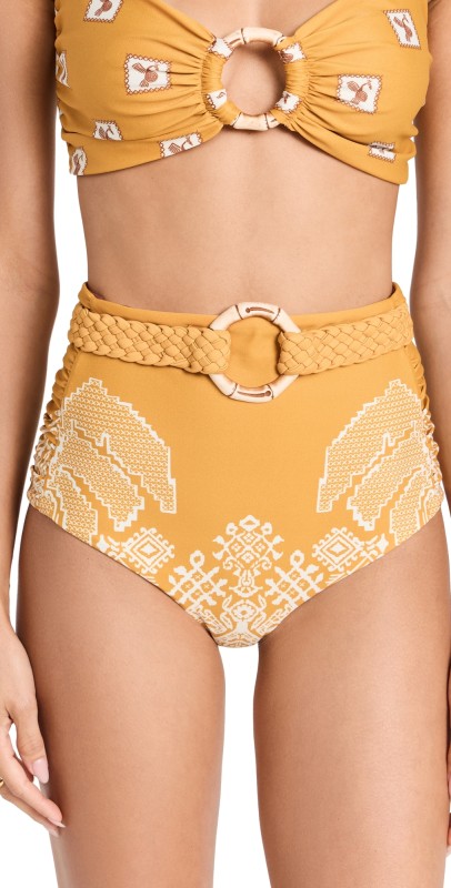 Johanna Ortiz Andean Yellow Cumbi Bikini Bottoms Andean Yellow/Ecru/Wood