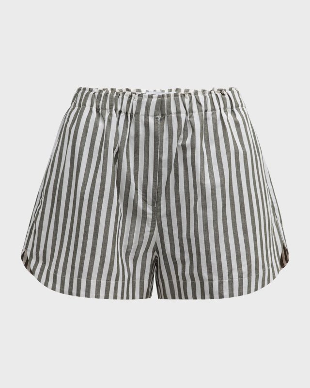 Striped Cotton Linen Shorts