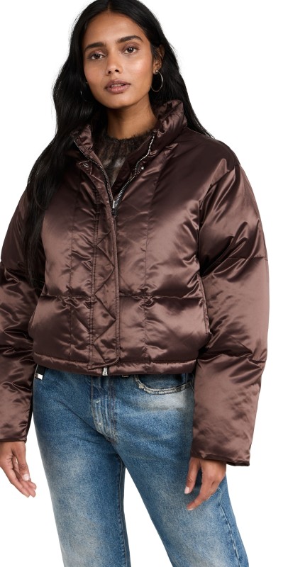 Shoreditch Ski Club Roux Puffer Jacket Bitter Chocolate Brown