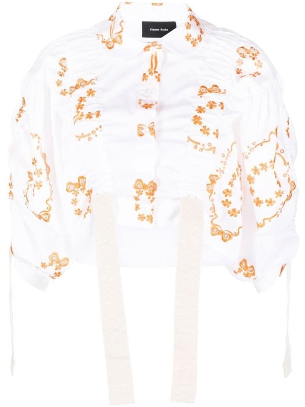 Bow Wreath adjustable cropped blouse