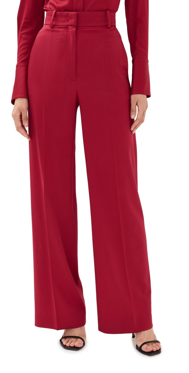 Another Tomorrow Wide Leg Suit Pants Ruby