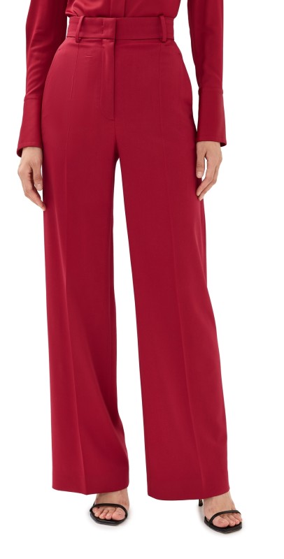 Another Tomorrow Wide Leg Suit Pants Ruby