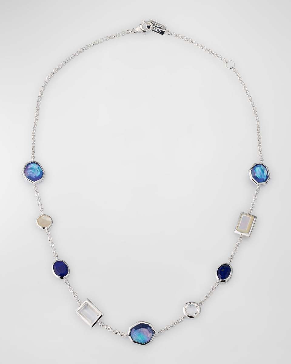 Rock Candy Mixed-Cut Sterling Silver Station Necklace, 16-18"