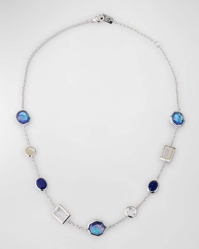 Rock Candy Mixed-Cut Sterling Silver Station Necklace, 16-18"