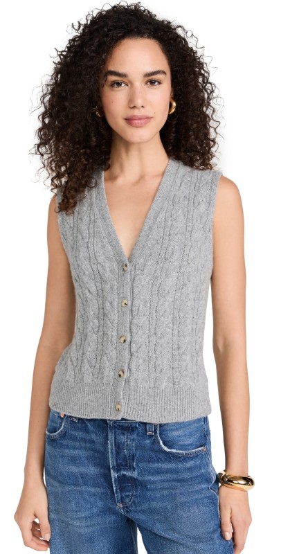 Vince Cable Button Vest H Silver Dust