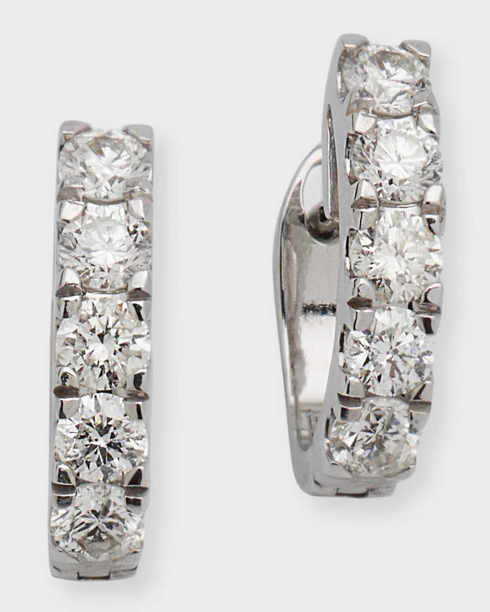 18K White Gold All Diamond Huggie Earrings