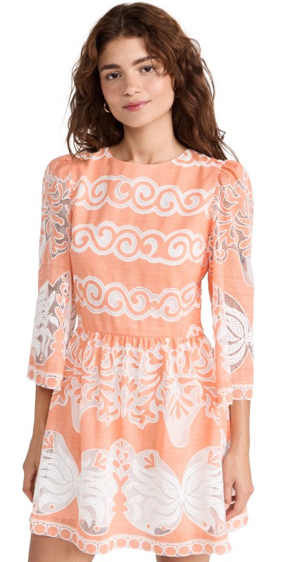 Borgo de Nor Carly Open Back Mini Dress SUNBATH LACE - CORAL