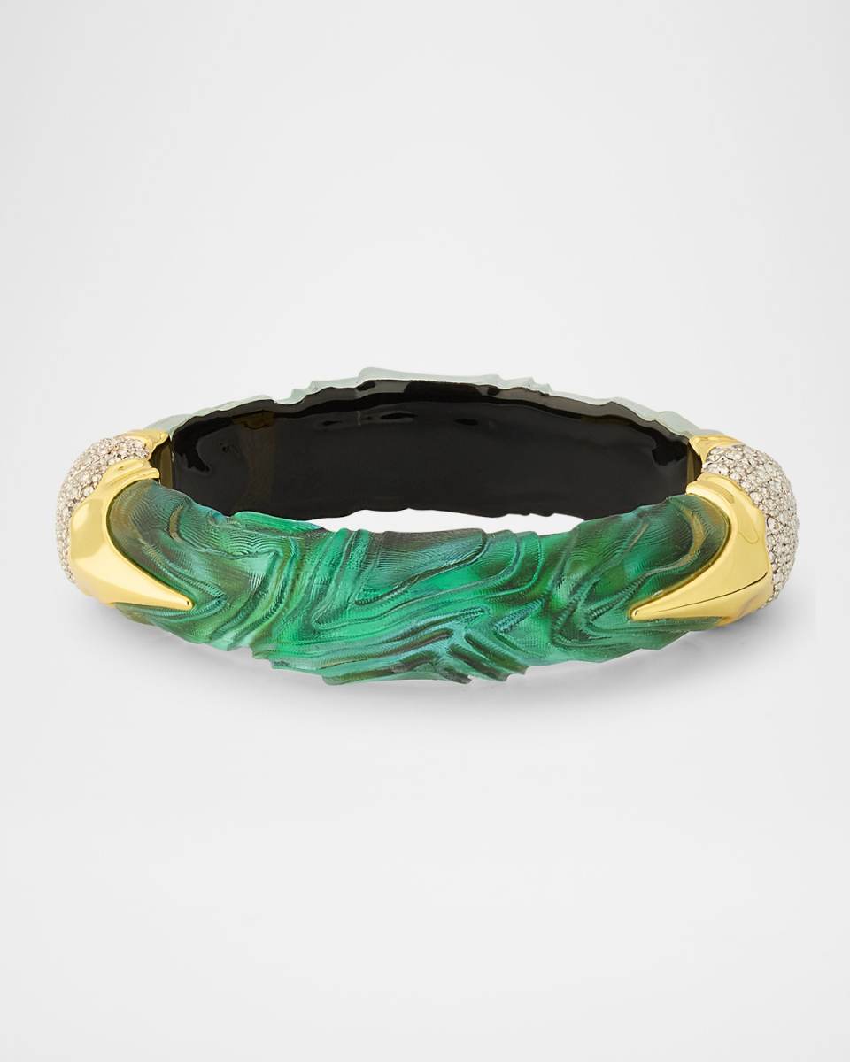 14K Gold-Filled Brass Madera Crystal & Lucite Hinge Bracelet