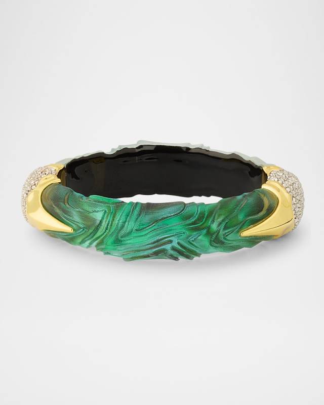 14K Gold-Filled Brass Madera Crystal & Lucite Hinge Bracelet