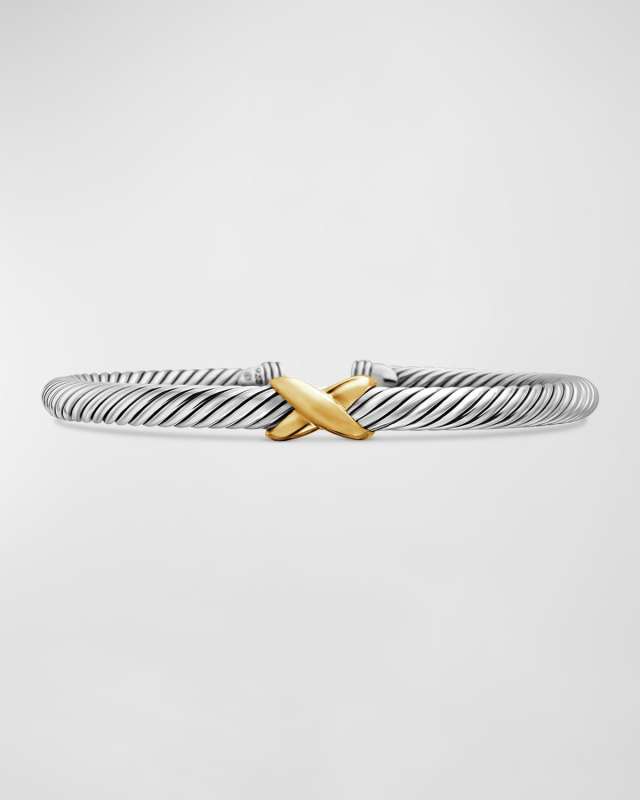 Cable Bracelet in Silver with 14K Gold, 5