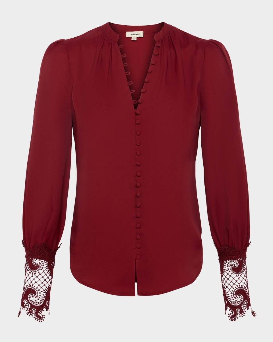 Ava Lace-Cuff Blous