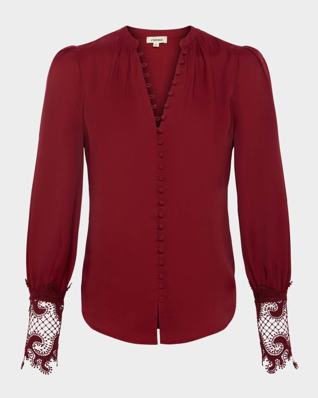 Ava Lace-Cuff Blous
