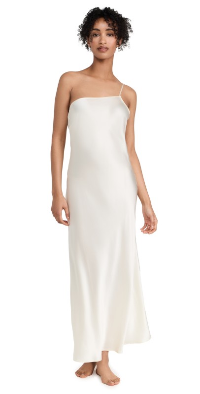 Maison Essentiele Asymetrical Maxi Slip Dress Ivory