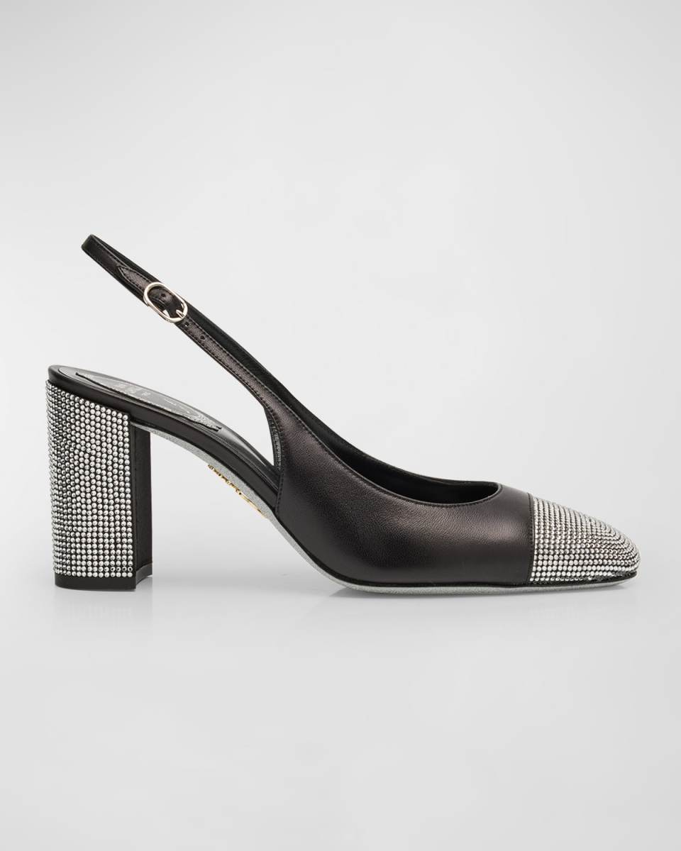 Kristen Embellished Leather Slingback Pumps
