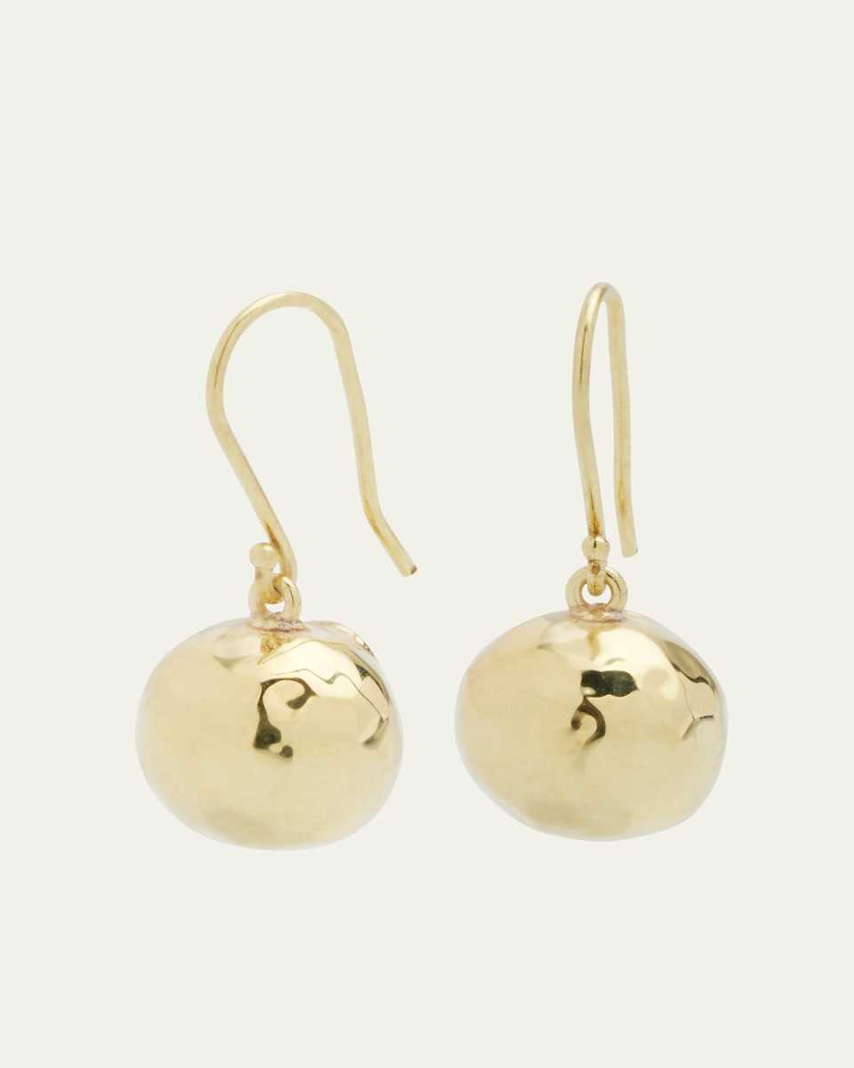 Small Hammered Ball Drop Earrings in 18K Gold