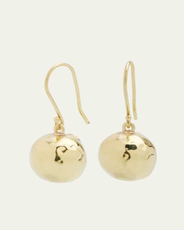 Small Hammered Ball Drop Earrings in 18K Gold